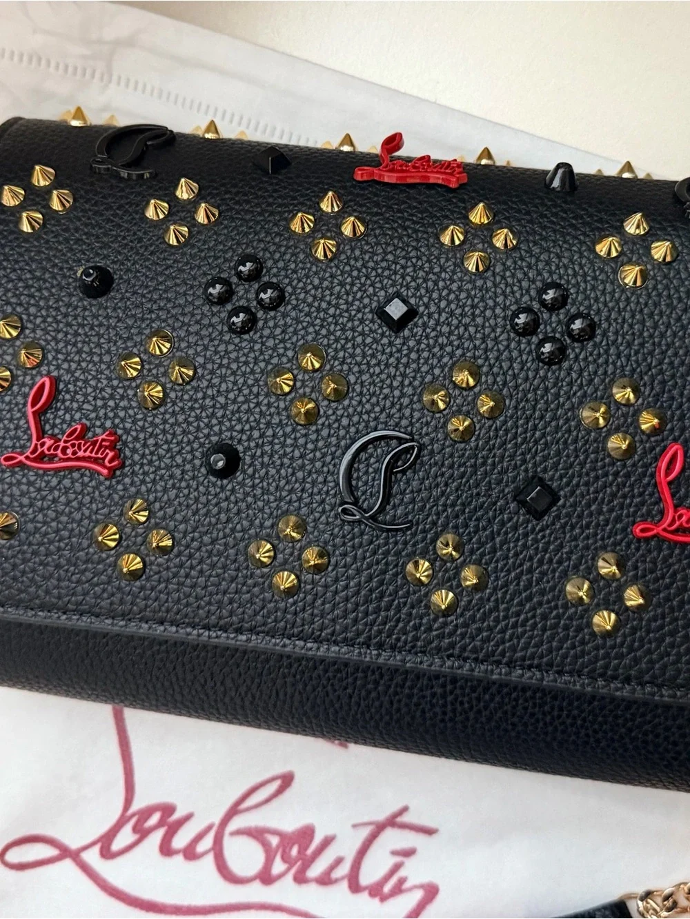 New  Black Studded Clutch Shoulder Bag